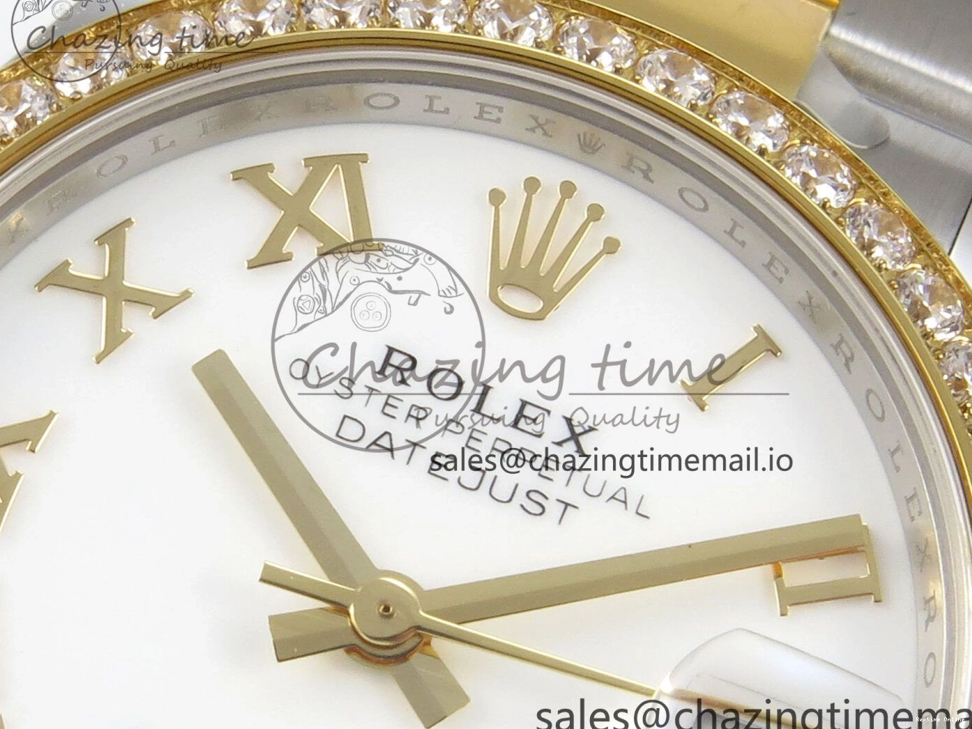 0401 DateJust 31 278383RBR THBF 1:1 Best Edition 904L Steel White Roman Dial Diamonds Bezel on SS YG Oyster Bracelet HZ Cal. Minimalist 44